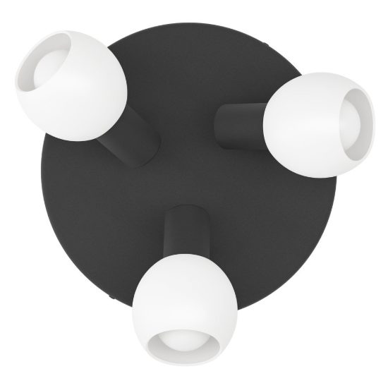 Eglo castellazo plafoniera con 3 faretti e14 orientabili 25cm per corridoio moderna nera con vetro bianco