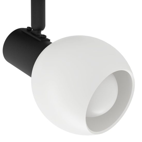 Eglo castellazo plafoniera con 4 faretti e14 orientabili 58cm per ingresso moderna nera con vetro bianco
