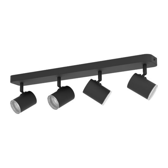 Eglo consuma 1 plafoniera con 4 faretti gu10 orientabili 58cm ip44 per bagno moderna nera