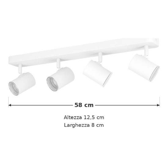 Eglo consuma 1 plafoniera con 4 faretti gu10 orientabili 58cm ip44 per bagno moderna bianca