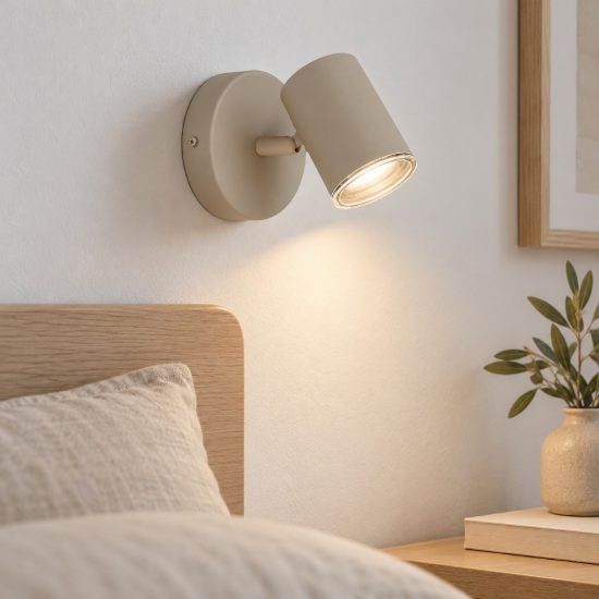 Eglo consuma 1 applique con faretto gu10 orientabile 11cm ip44 per camera da letto moderna sabbia