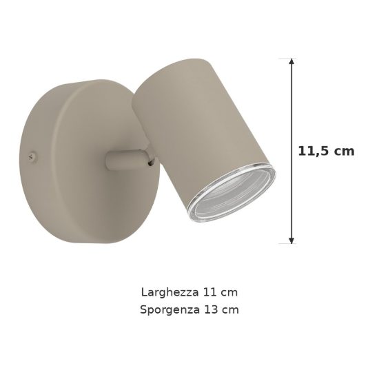 Eglo consuma 1 applique con faretto gu10 orientabile 11cm ip44 per camera da letto moderna sabbia