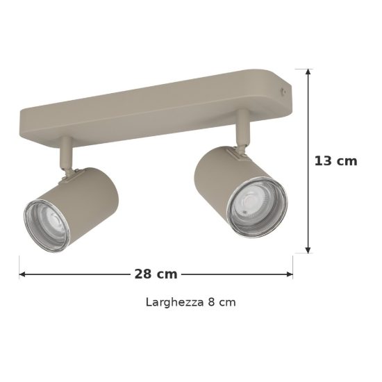 Eglo consuma 1 plafoniera con 2 faretti gu10 orientabili 28cm ip44 per bagno moderna sabbia