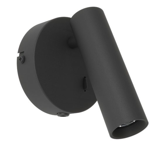 Eglo valproto applique con faretto led 5w cct 2700k 6500k orientabile 11cm per camera da letto moderna nera