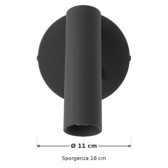 Eglo valproto applique con faretto led 5w cct 2700k 6500k orientabile 11cm per camera da letto moderna nera