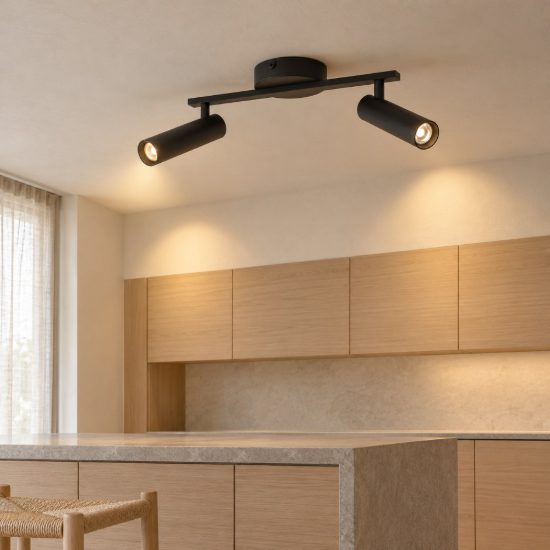 Eglo valproto plafoniera con 2 faretti led 10w cct 2700k 6500k orientabili 30cm per cucina moderna nera