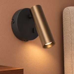 Eglo valproto applique con faretto led 5w cct 2700k 6500k orientabile 11cm per camera da letto moderna nera e bronzo scuro