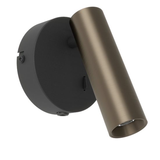 Eglo valproto applique con faretto led 5w cct 2700k 6500k orientabile 11cm per camera da letto moderna nera e bronzo scuro