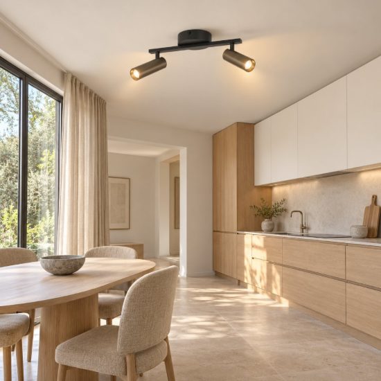Eglo valproto plafoniera con 2 faretti led 10w cct 2700k 6500k orientabili 30cm per cucina moderna nera e bronzo scuro