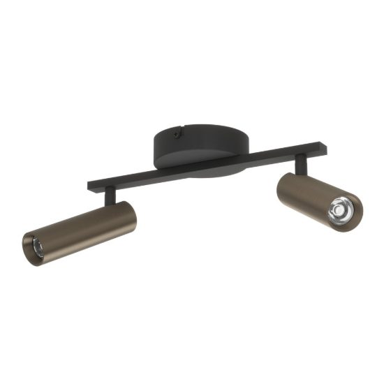 Eglo valproto plafoniera con 2 faretti led 10w cct 2700k 6500k orientabili 30cm per cucina moderna nera e bronzo scuro