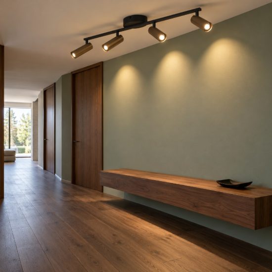 Eglo valproto plafoniera con 4 faretti led 20w cct 2700k 6500k orientabili 55cm per corridoio moderna nera e bronzo scuro
