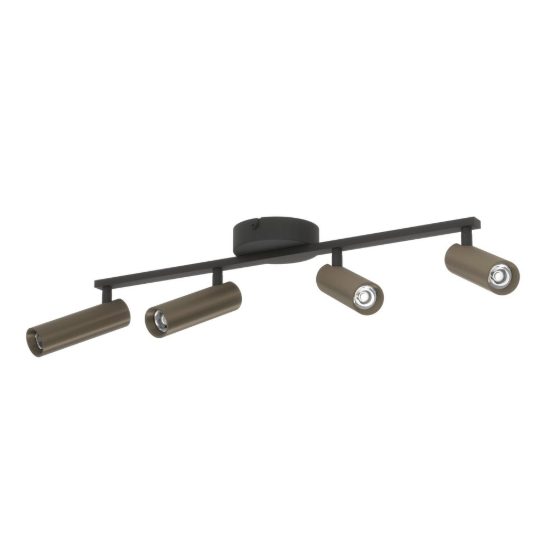 Eglo valproto plafoniera con 4 faretti led 20w cct 2700k 6500k orientabili 55cm per corridoio moderna nera e bronzo scuro