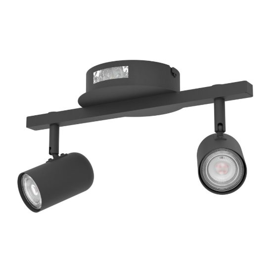 Eglo montemurro plafoniera con 2 faretti led 9,4w cct 2700k 6500k orientabili 32cm per ingresso moderna nera