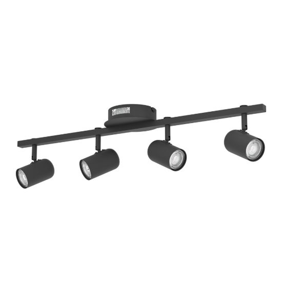 Eglo montemurro plafoniera con 4 faretti led 16,8w cct 2700k 6500k orientabili 70cm per cucina moderna nera