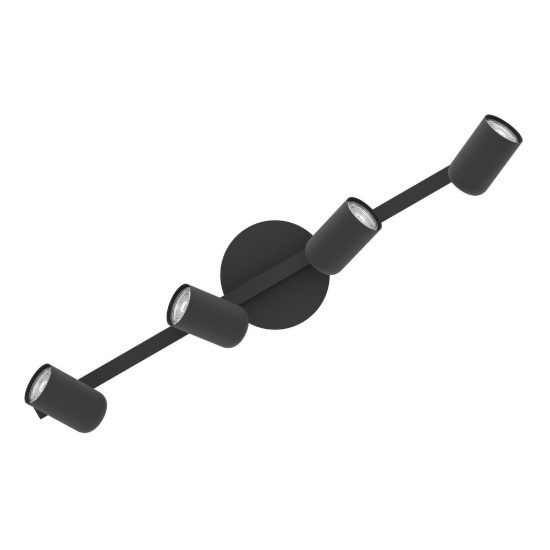 Eglo montemurro plafoniera con 4 faretti led 16,8w cct 2700k 6500k orientabili 70cm per cucina moderna nera