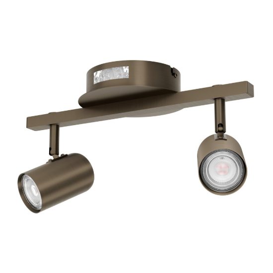 Eglo montemurro plafoniera con 2 faretti led 8,4w cct 2700k 6500k orientabili 32cm per corridoio moderna bronzo scuro