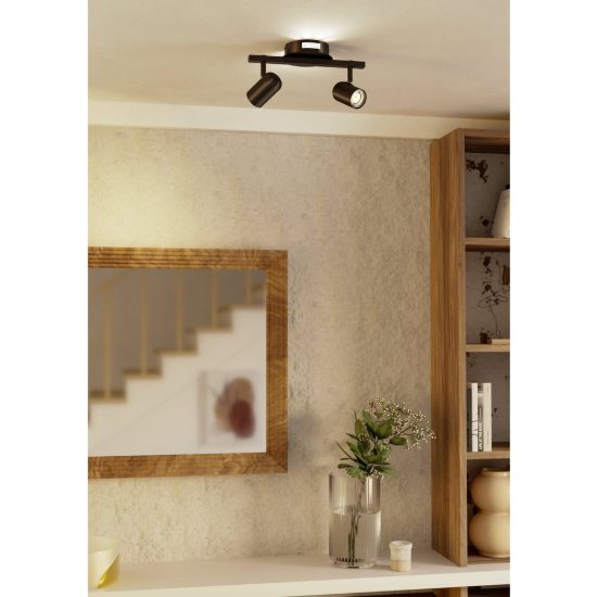 Eglo montemurro plafoniera con 2 faretti led 8,4w cct 2700k 6500k orientabili 32cm per corridoio moderna bronzo scuro