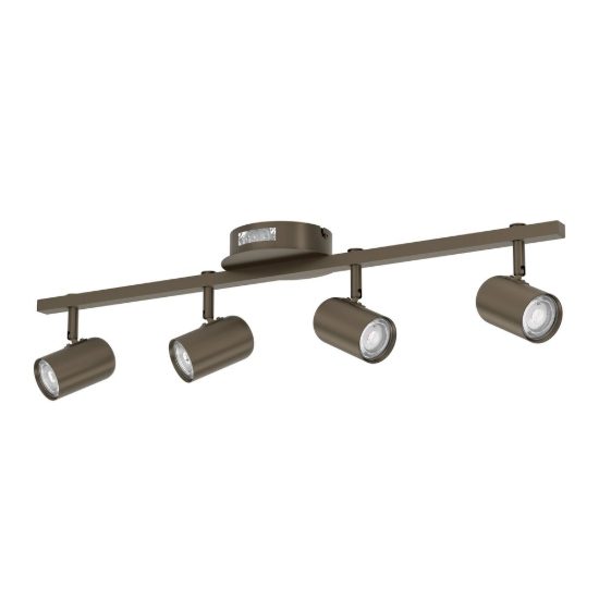 Eglo montemurro plafoniera con 4 faretti led 16,8w cct 2700k 6500k orientabili 70cm per cucina moderna bronzo scuro