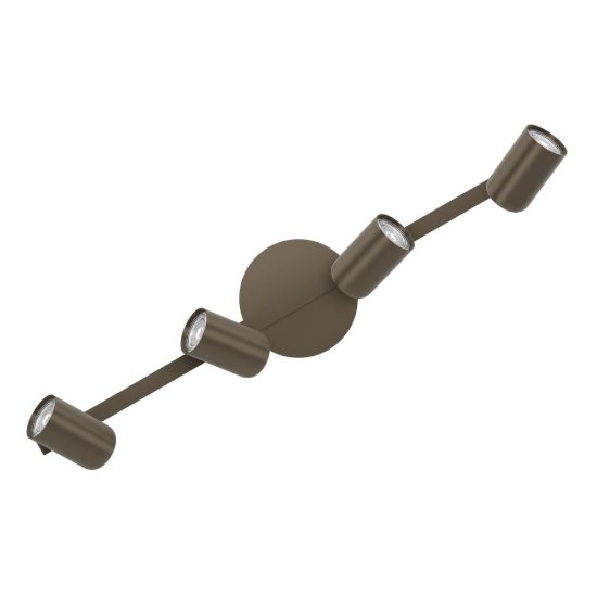 Eglo montemurro plafoniera con 4 faretti led 16,8w cct 2700k 6500k orientabili 70cm per cucina moderna bronzo scuro
