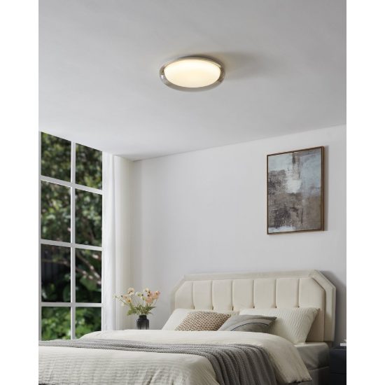 Eglo conistarino plafoniera led 19,5w cct 2700k 6500k 40cm per camera da letto moderna bianca e marrone