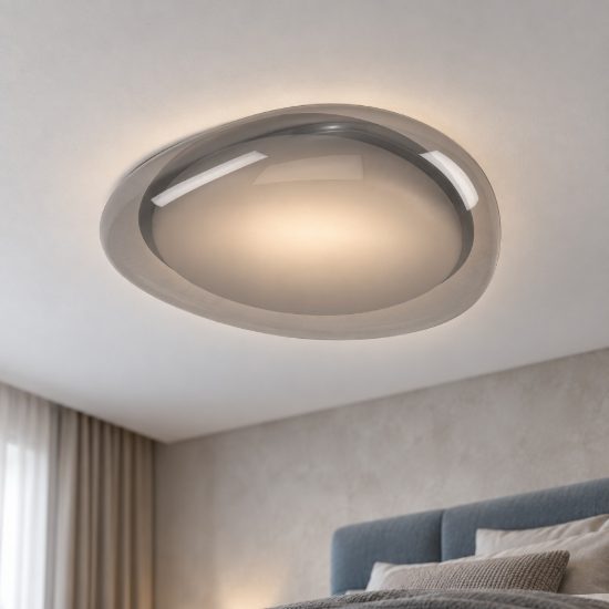 Eglo conistarino plafoniera led 12w cct 2700k 6500k 30cm per cucina moderna bianca e grigio fumé