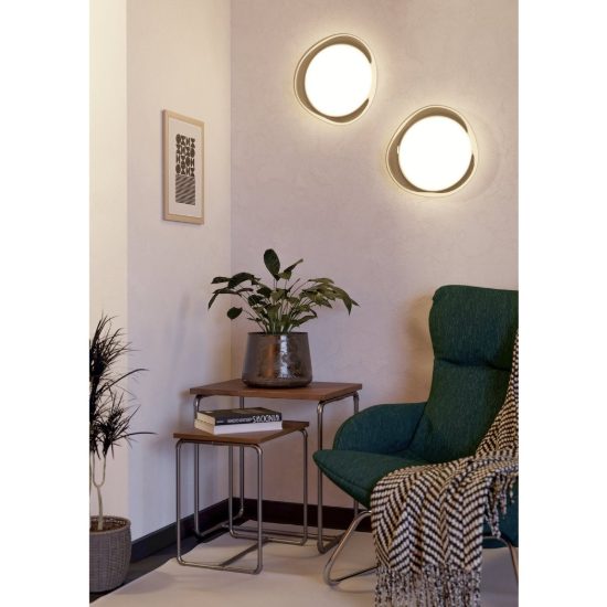 Eglo conistarino plafoniera led 12w cct 2700k 6500k 30cm per cucina moderna bianca e grigio fumé