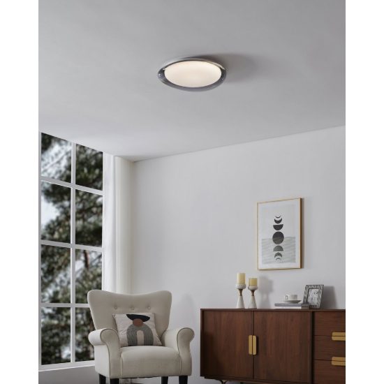 Eglo conistarino plafoniera led 19,5w cct 2700k 6500k 40cm per camera da letto moderna bianca e grigio fumé