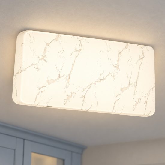Eglo allerona plafoniera led 12w cct 2700k 6500k 28,5cm per cucina moderna bianca effetto marmo