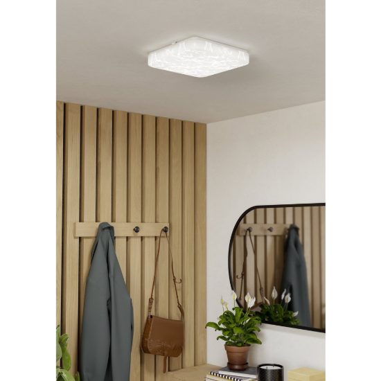 Eglo allerona plafoniera led 16w cct 2700k 6500k 27cm per cucina moderna bianca effetto marmo