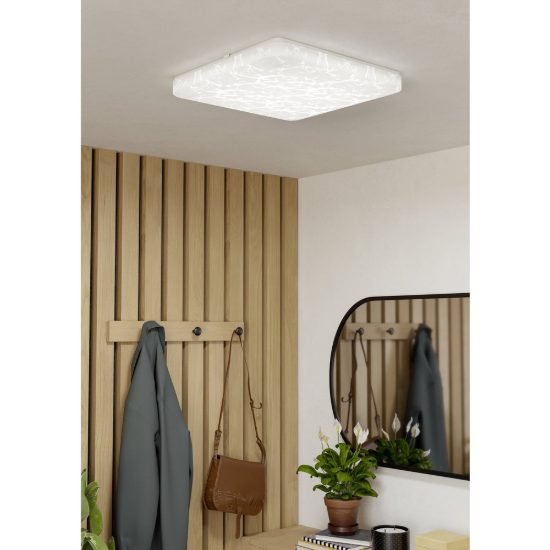 Eglo allerona plafoniera led 24w cct 2700k 6500k 41cm per ingresso moderna bianca effetto marmo