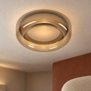 Eglo conistarino plafoniera led 12w cct 2700k 6500k 30cm per cucina moderna bianca e marrone doppio bordo