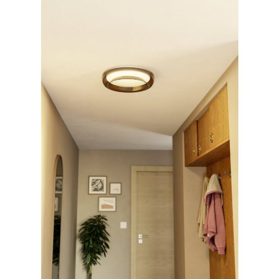 Eglo conistarino plafoniera led 19,5w cct 2700k 6500k 40cm per camera da letto moderna bianca e marrone doppio bordo