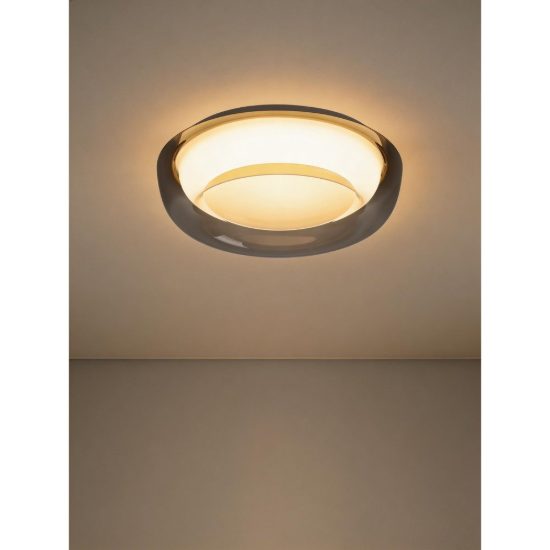 Eglo conistarino plafoniera led 19,5w cct 2700k 6500k 40cm per camera da letto moderna bianca e marrone doppio bordo
