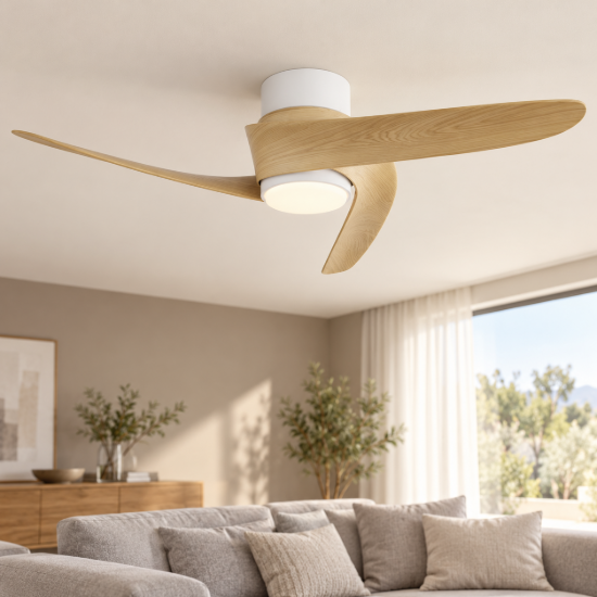 Ventilatore da soffitto legno con luce con telecomando led 20w cct 2700k 5000k dimmerabile