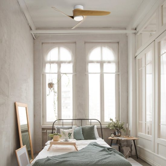 Ventilatore da soffitto legno con luce con telecomando led 20w cct 2700k 5000k dimmerabile