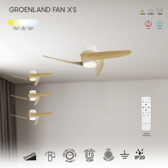 Ventilatore da soffitto legno con luce con telecomando led 20w cct 2700k 5000k dimmerabile