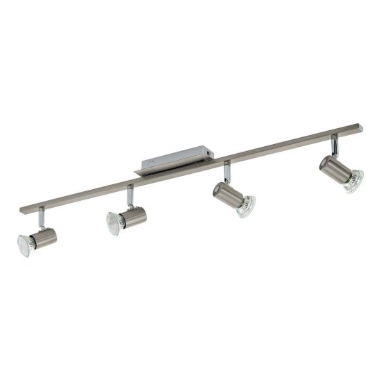 Eglo rottelo plafoniera con 4 faretti gu10 led 18,4w 3000k orientabili 78cm per corridoio moderna nichel e cromo