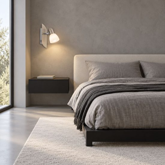 Eglo enea applique con faretto e14 orientabile 19cm per camera da letto moderna nichel