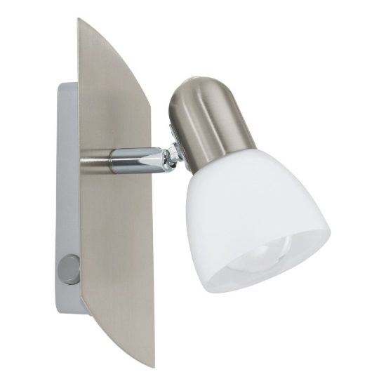 Eglo enea applique con faretto e14 orientabile 19cm per camera da letto moderna nichel
