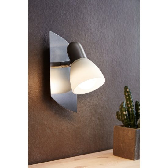 Eglo enea applique con faretto e14 orientabile 19cm per camera da letto moderna nichel