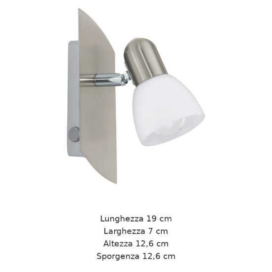 Eglo enea applique con faretto e14 orientabile 19cm per camera da letto moderna nichel