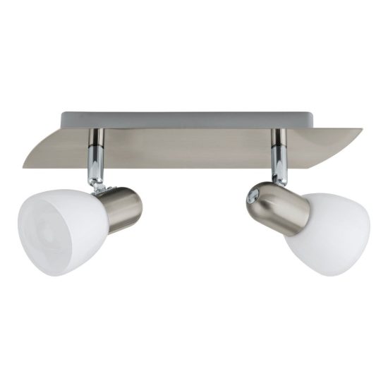Eglo enea plafoniera con 2 faretti e14 orientabili 30cm per corridoio moderna nichel
