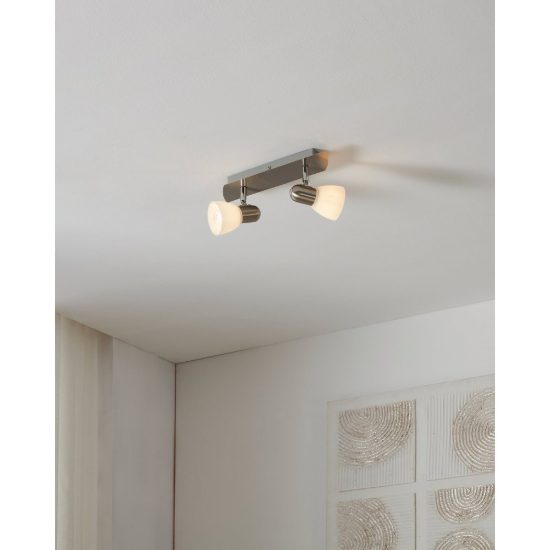 Eglo enea plafoniera con 2 faretti e14 orientabili 30cm per corridoio moderna nichel