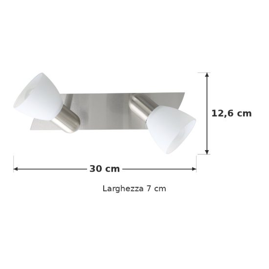 Eglo enea plafoniera con 2 faretti e14 orientabili 30cm per corridoio moderna nichel