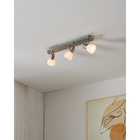 Eglo enea plafoniera con 3 faretti e14 orientabili 50cm per ingresso moderna nichel