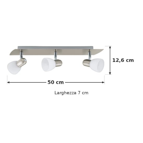 Eglo enea plafoniera con 3 faretti e14 orientabili 50cm per ingresso moderna nichel