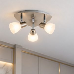 Eglo enea plafoniera con 3 faretti e14 orientabili 26,5cm per cucina moderna nichel