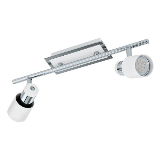 Eglo davida plafoniera con 2 faretti gu10 led 9,2w 3000k orientabili 39cm per corridoio moderna cromo e bianca