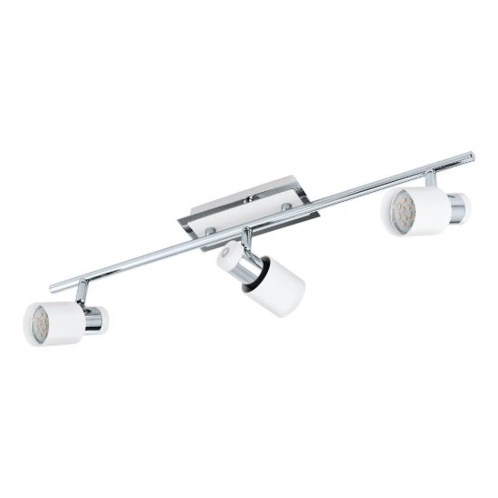 Eglo davida plafoniera con 3 faretti gu10 led 13,8w 3000k orientabili 58cm per ingresso moderna cromo e bianca