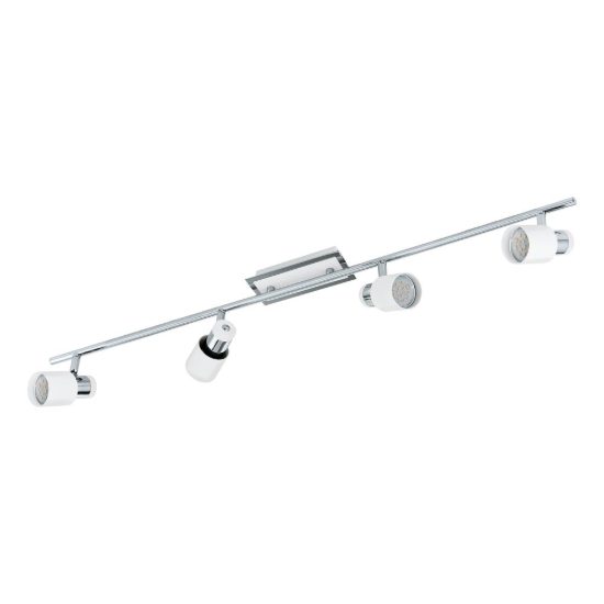 Eglo davida plafoniera con 4 faretti gu10 led 18,4w 3000k orientabili 78cm per soggiorno moderna cromo e bianca